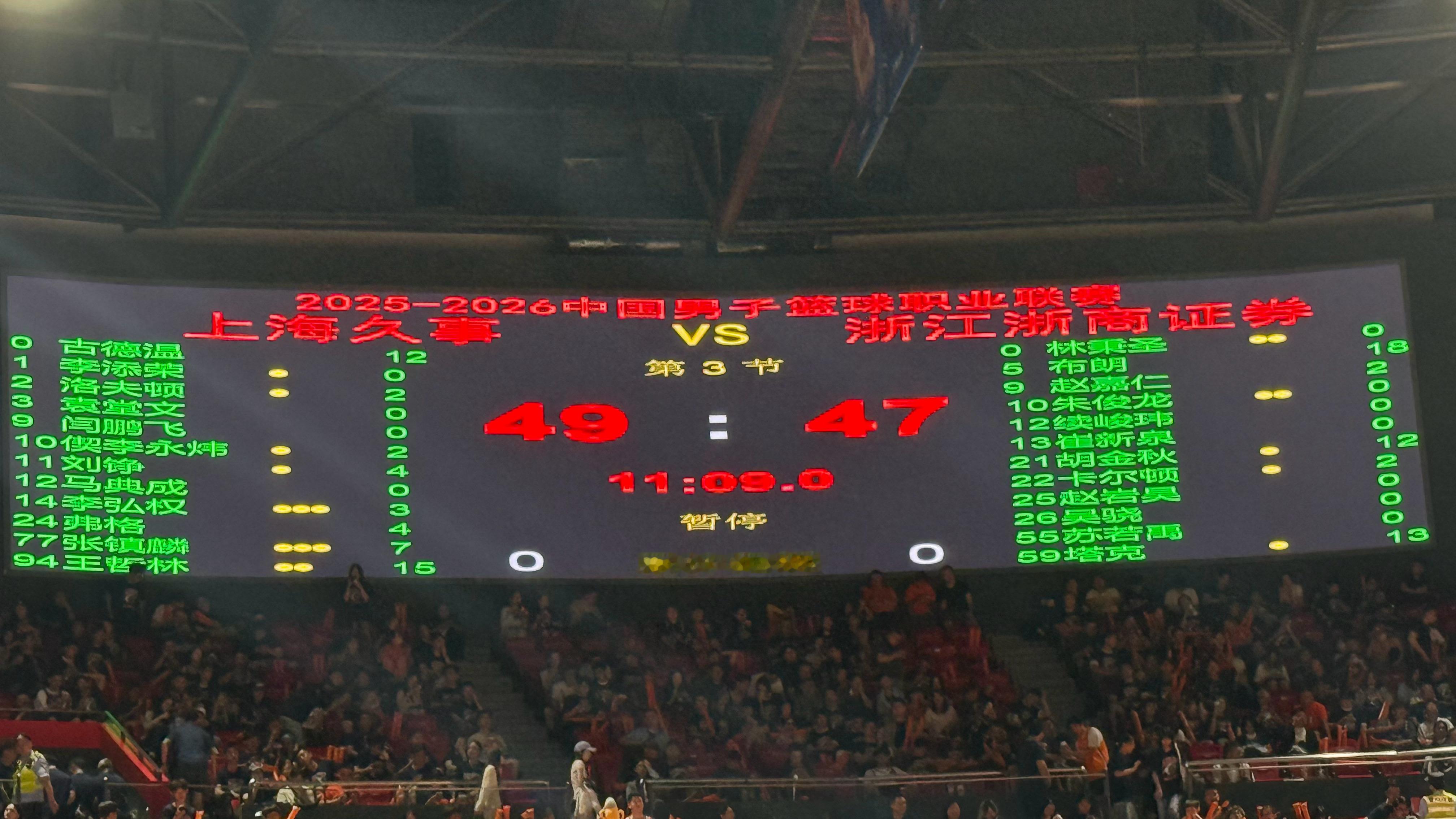 王哲林站出来了，他在半场结束前连得6分，上海久事领先2分结束上半场。但他们也遭遇
