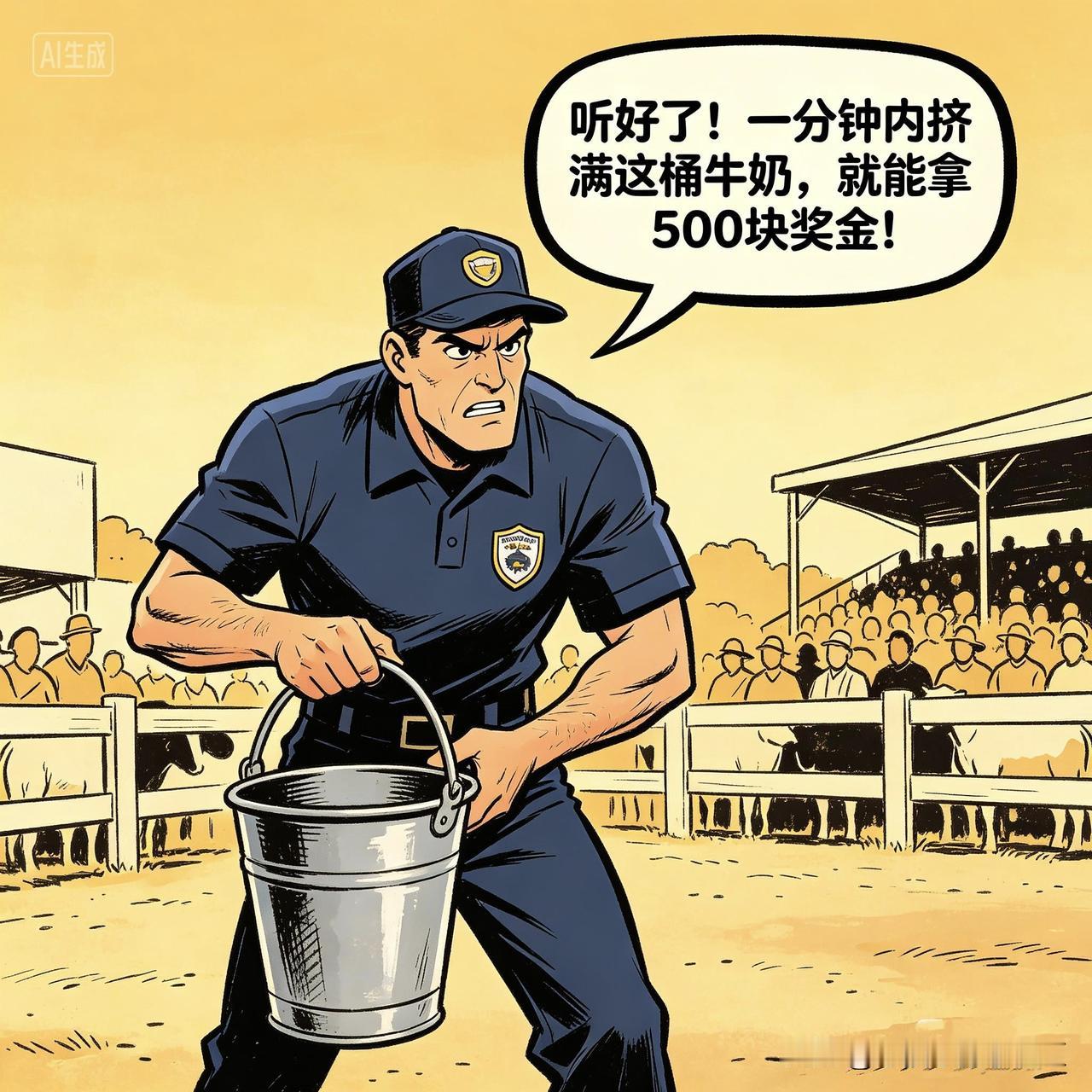 每日幽默：获奖的小女孩
在挤牛奶比赛大会上，裁判提着一个大铁桶向众参赛者道：“谁