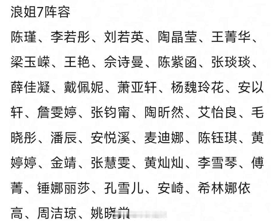 浪姐7嘉宾阵容 ​​​