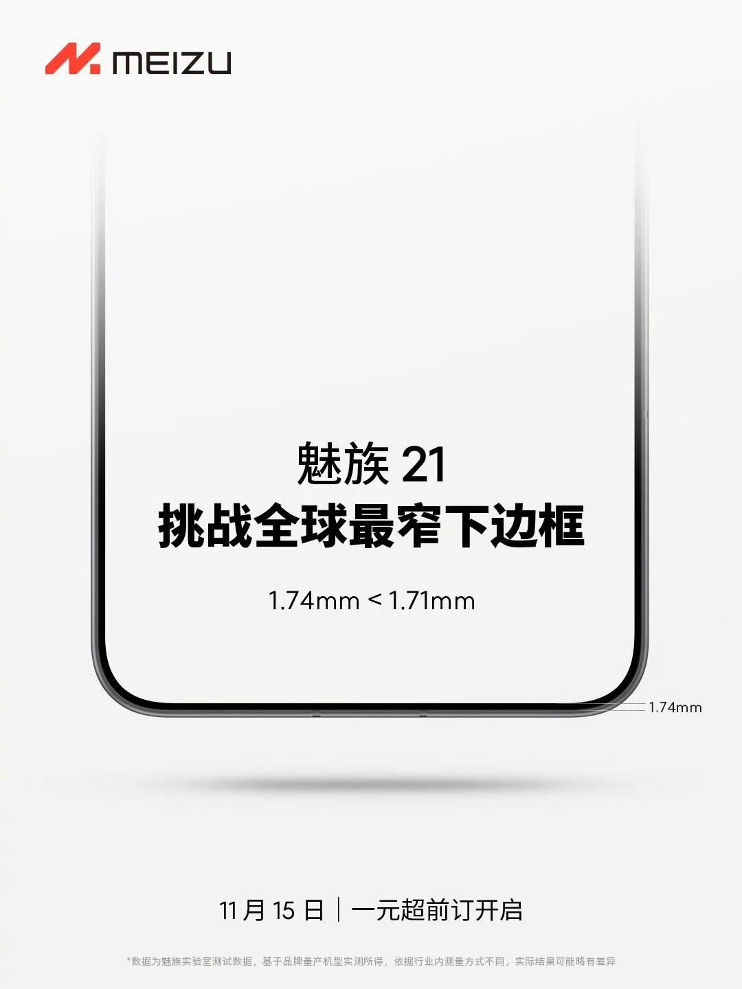 好消息魅族21来了！坏消息又开始预热了[狗头]
号称挑战全球最窄下边框1.71m