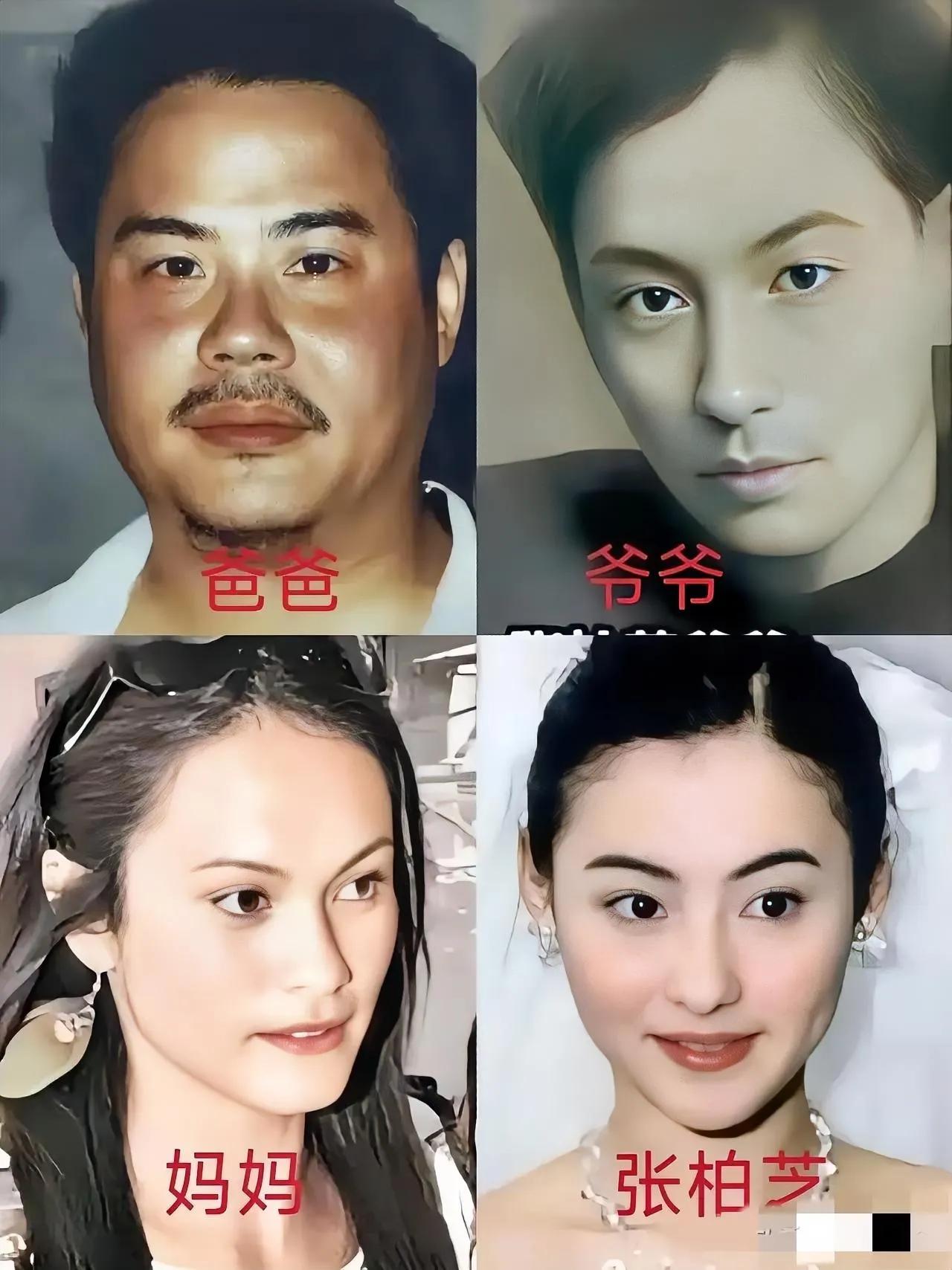 张柏芝幸亏有个帅气爷爷，爸妈长的太普通，她的颜值，如果随了爸妈，可就真的不美了，