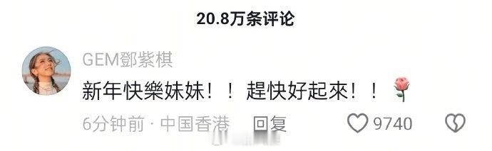 邓紫棋给赵露思评论  邓紫棋鼓励赵露思  邓紫棋好好啊，给赵露思评论：新年快乐，