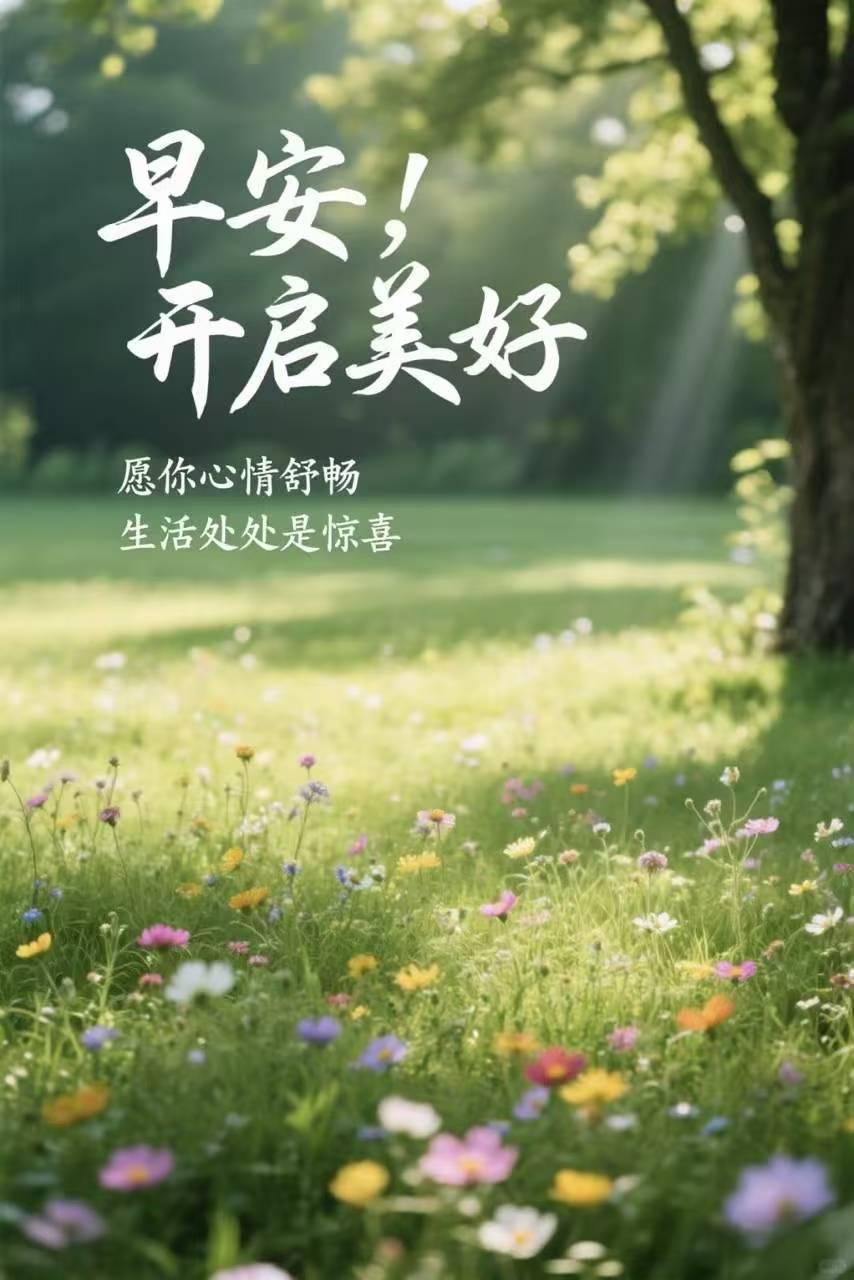 早安！开启美好，愿你心情舒畅，生活处处是惊喜。🌞🌸🌼