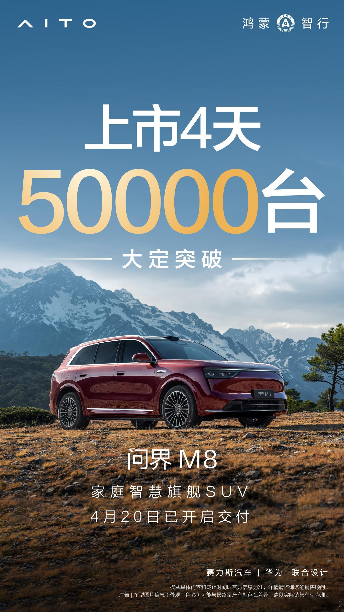 问界M8上市4天大定50000台 ​​​