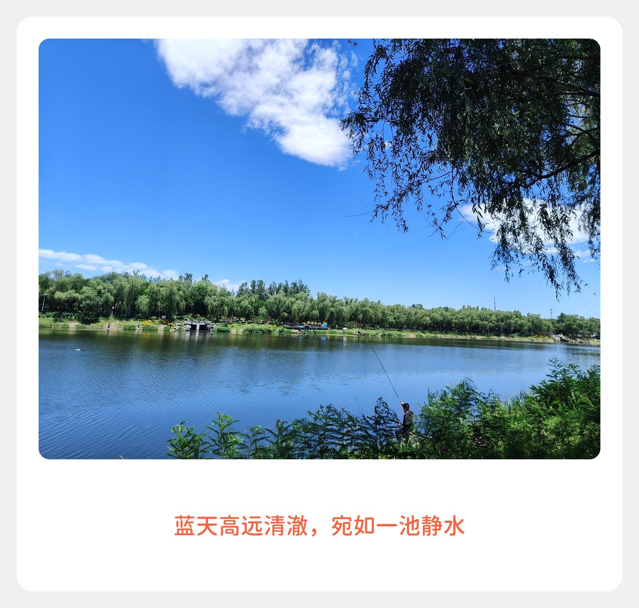周末漫步水岸边，
清风轻拂意悠然[啤酒]