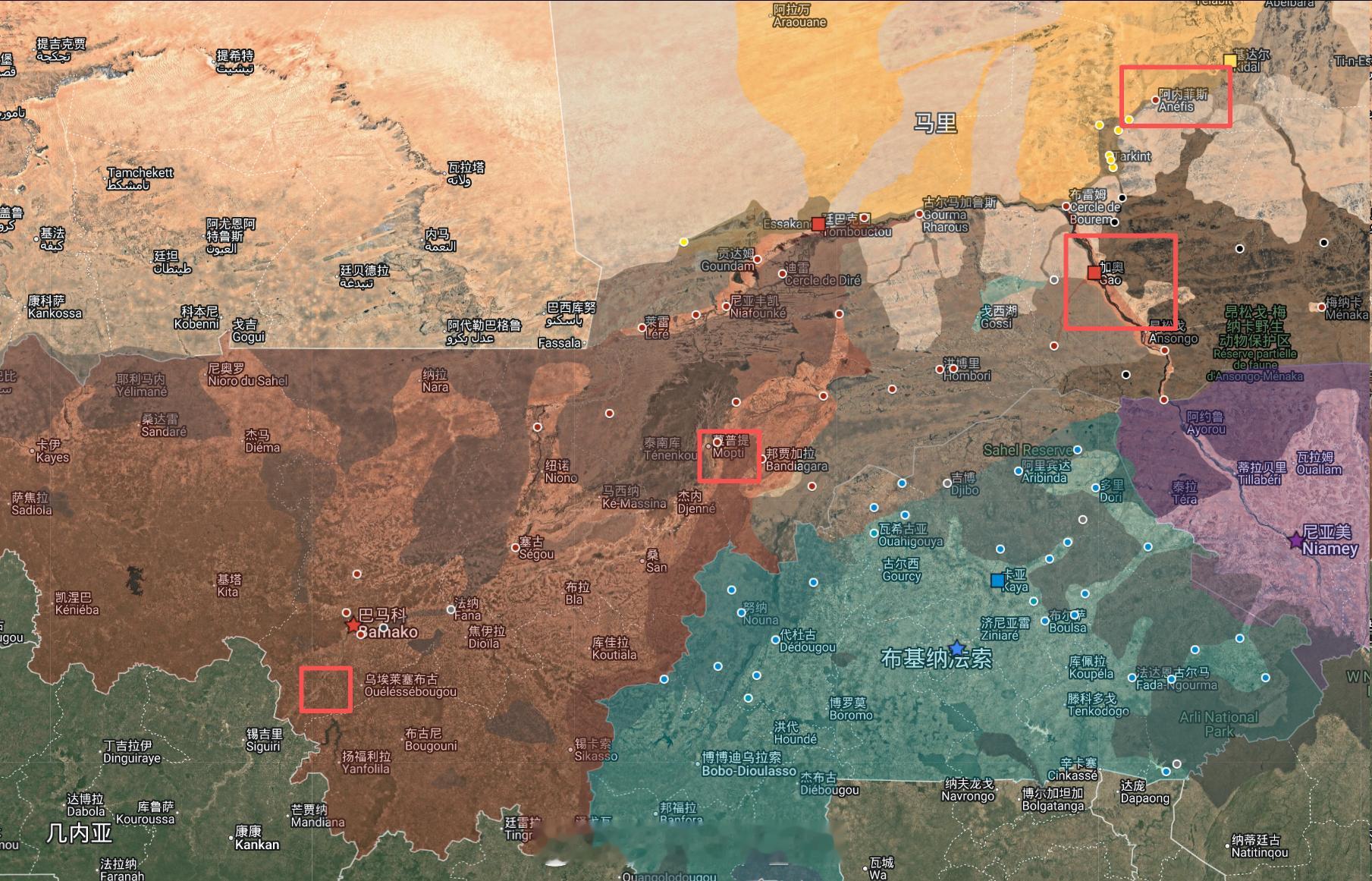 当地时间今天早上开始，JNIM/FLA联军在马里共和国各地发动了新一轮大规模袭击