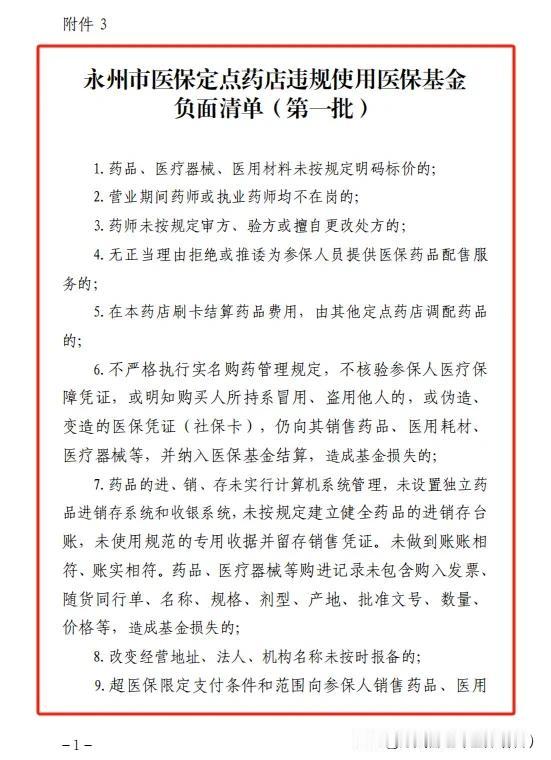 30项零售药店医保违规清单；你了解吗？

今天分享，定点零售药店存在医保违规清单