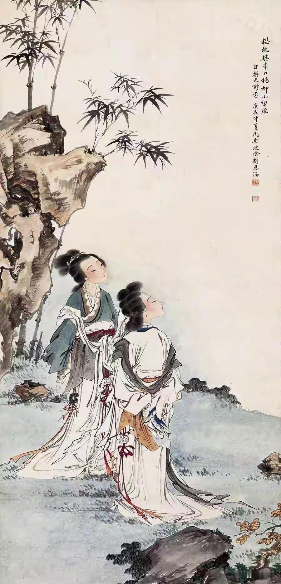 晚清民国，工笔重彩一度衰落，多被写意人物挤压。刘凌沧承上启下：把民间壁画技艺、唐