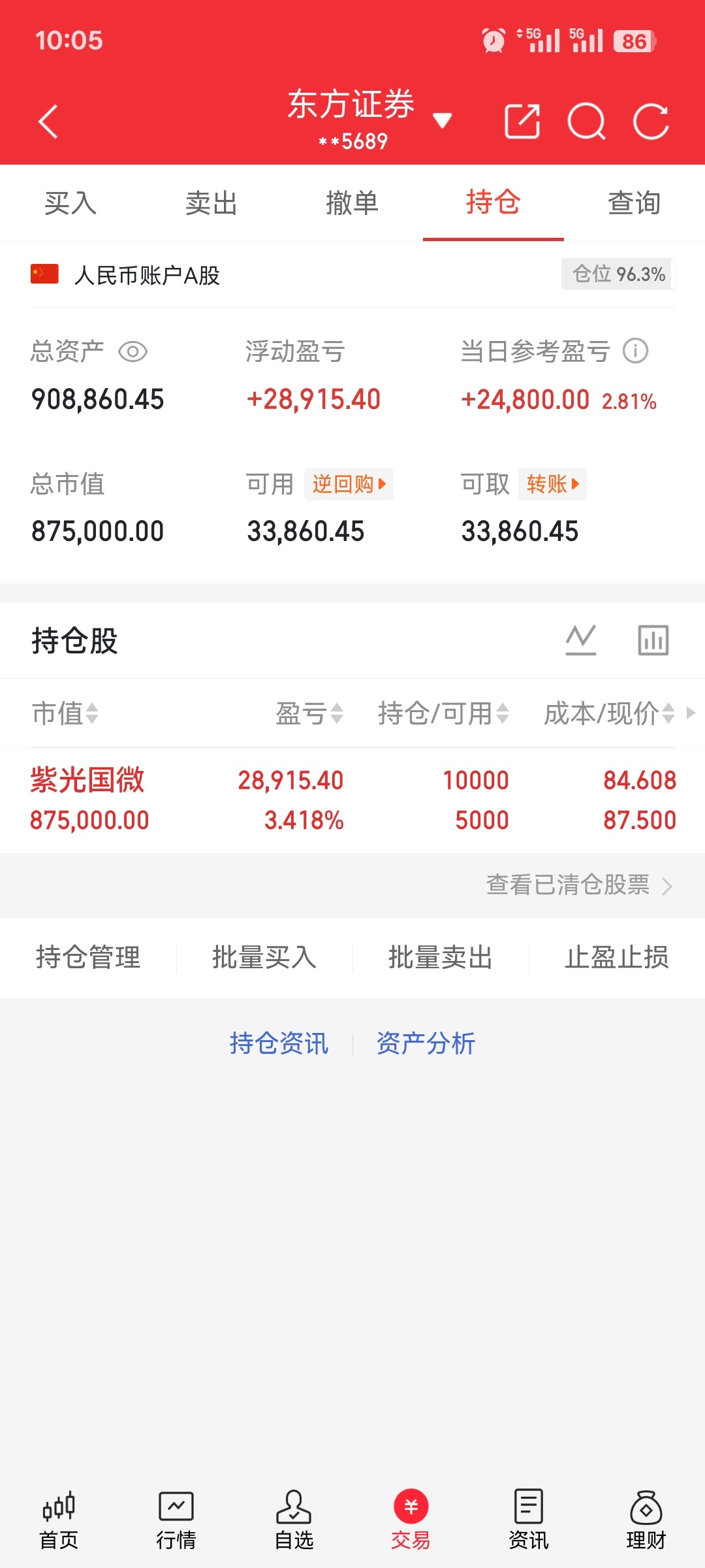 朋友们紫光国微V上来的时候当天做T了，这样太舒服了吧！