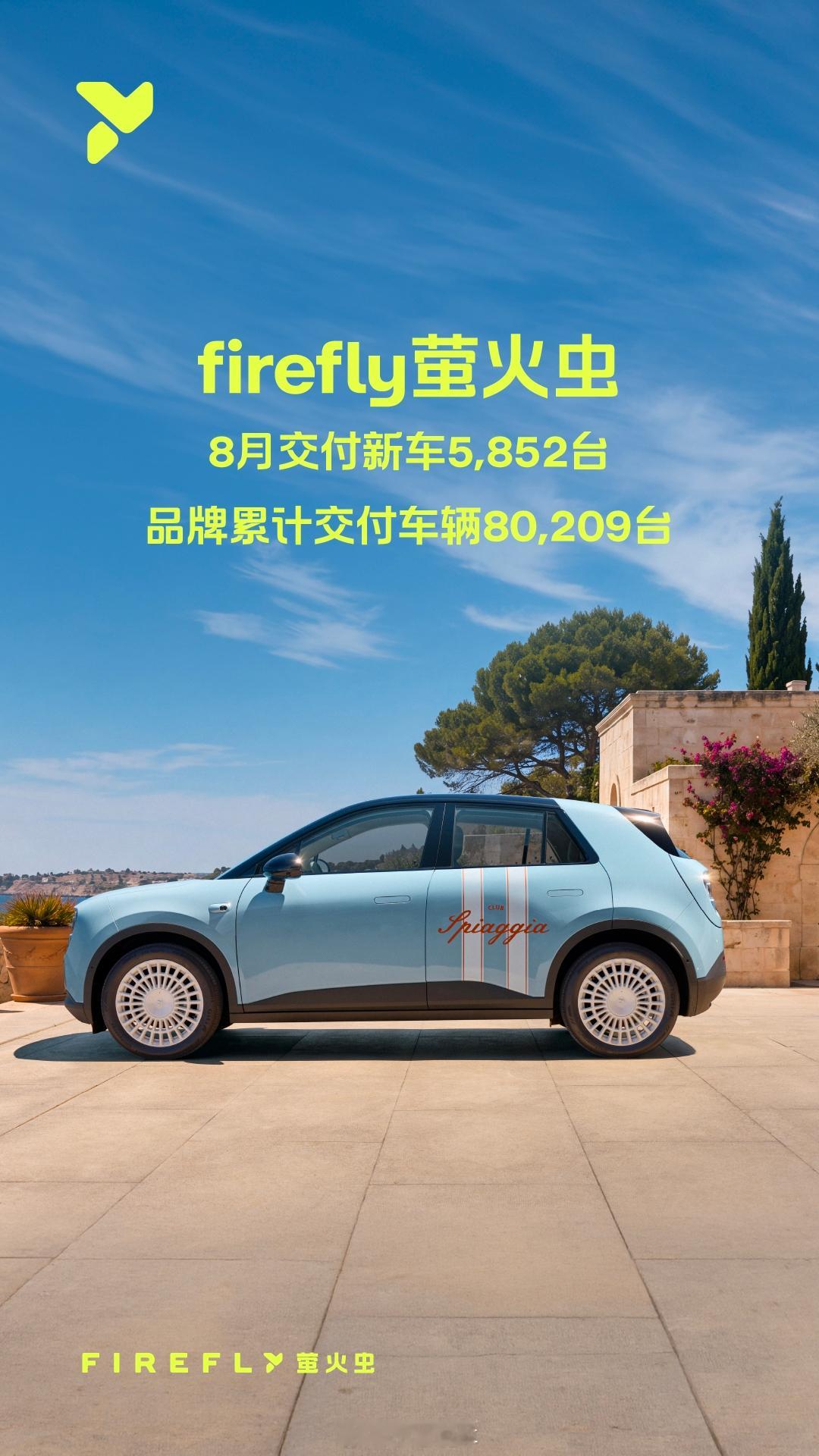 🔥萤火虫8月战绩播报！8月firefly萤火虫交付5852台，同比增长34.7