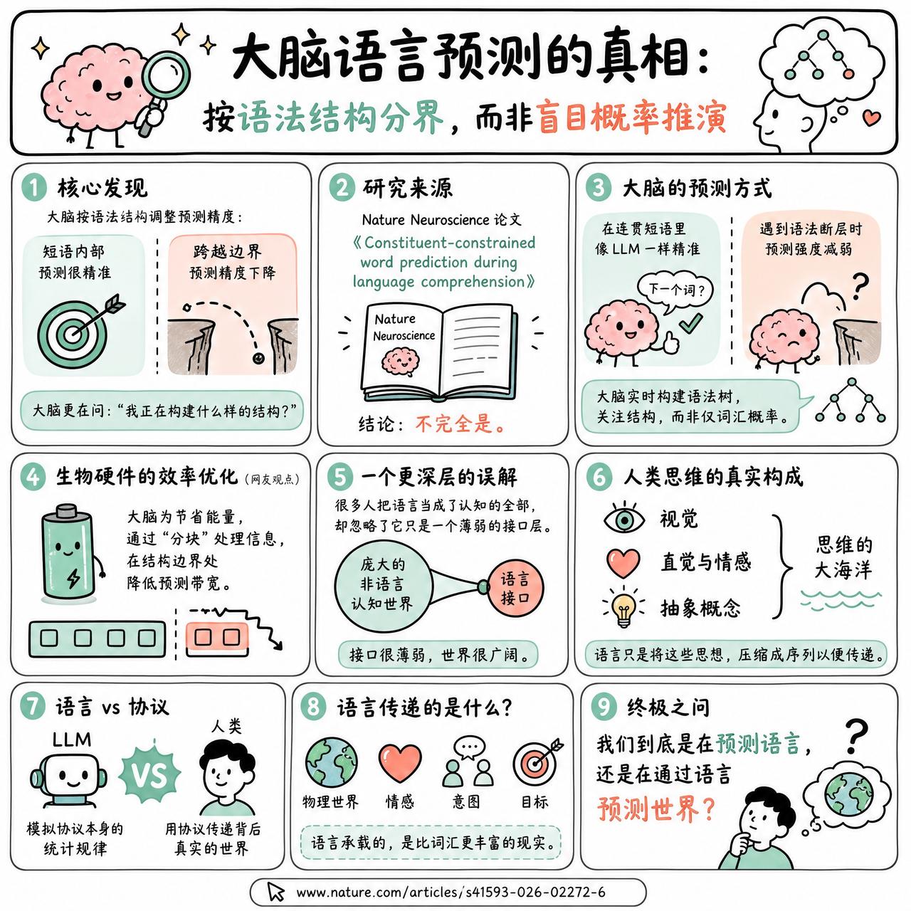 【大脑语言预测的真相：按语法结构分界，而非盲目概率推演】

快速阅读：大脑在处理