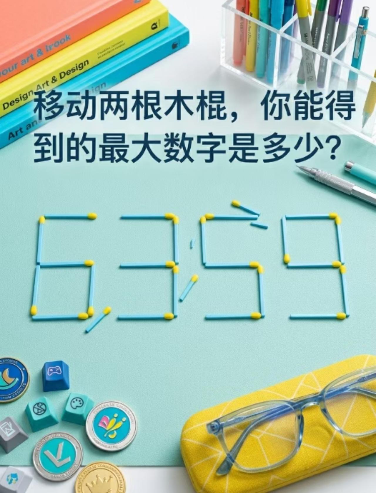 移动两根木棍，你能得到的最大数字是多少？据说能在5秒内看透这道题的人，不是天才就