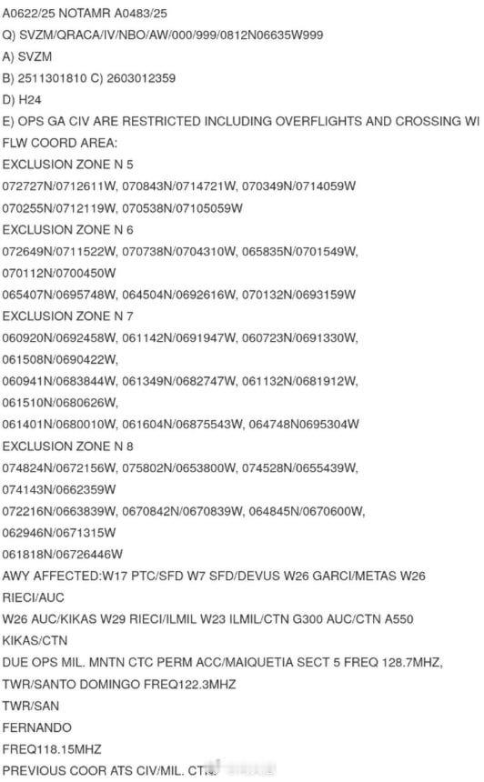 最新消息：美国已发布航行通告，禁止所有一般性非商业性航空器在委内瑞拉南部边境区域