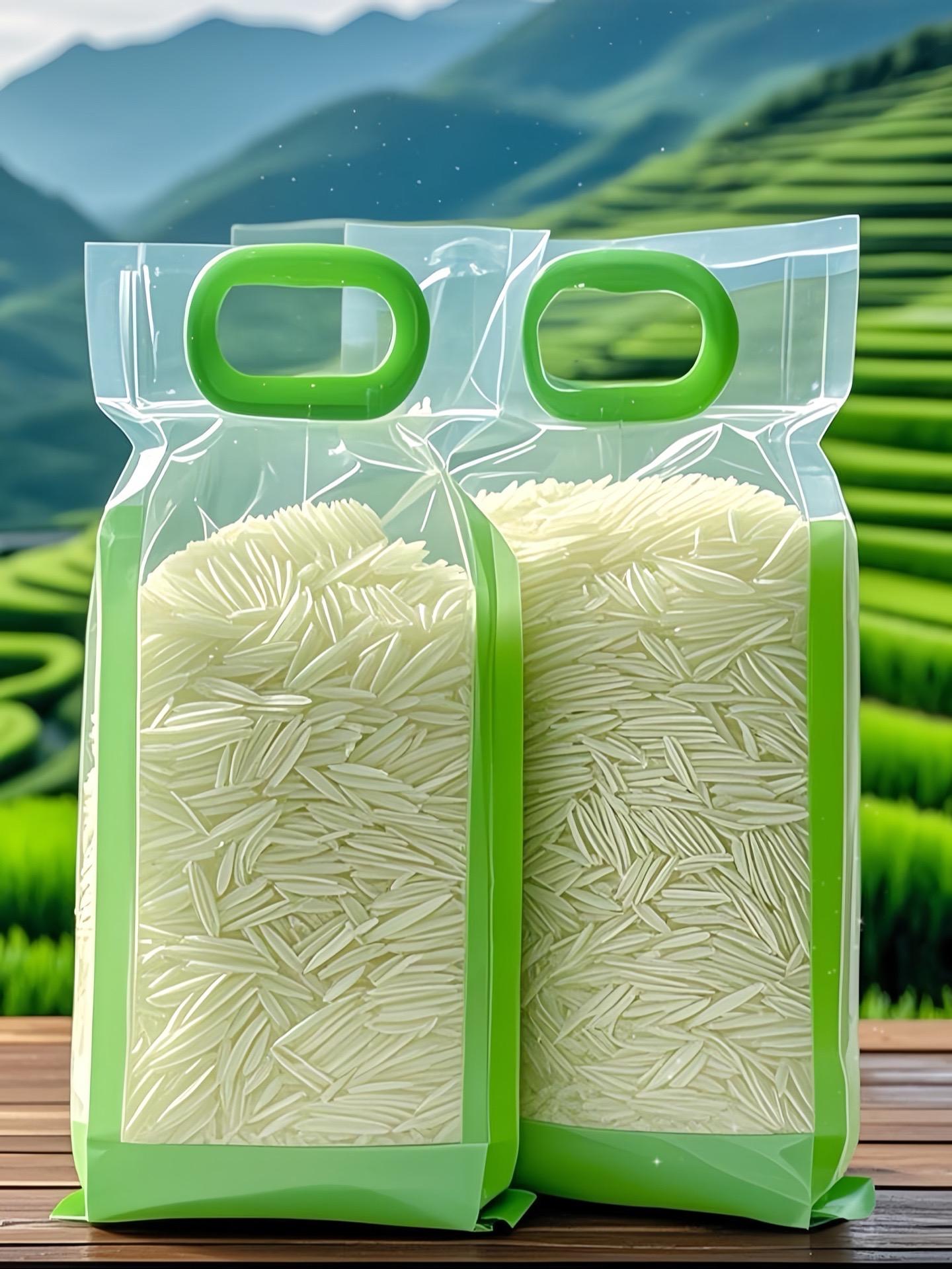 在广袤大地的温暖怀抱中，长粒猫牙米静静扎根，贪婪地吸纳着日月的璀璨精华...