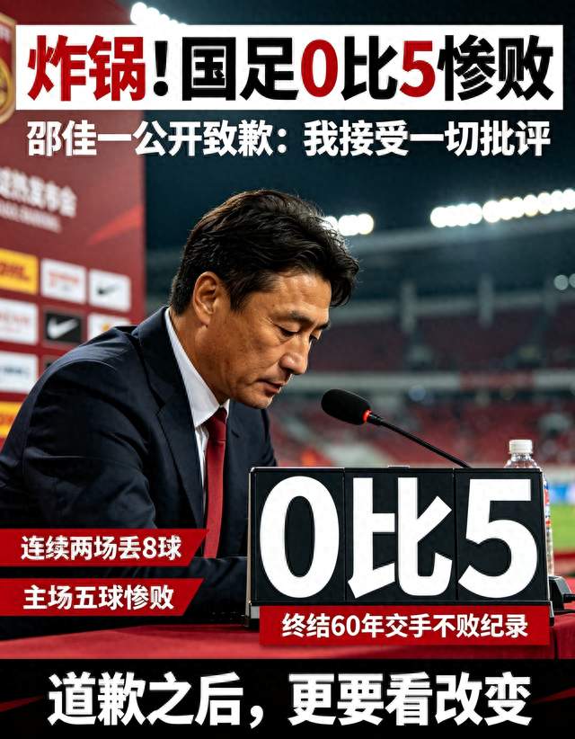 炸锅！国足0比5惨败巴勒斯坦，邵佳一公开致歉：我接受一切批评