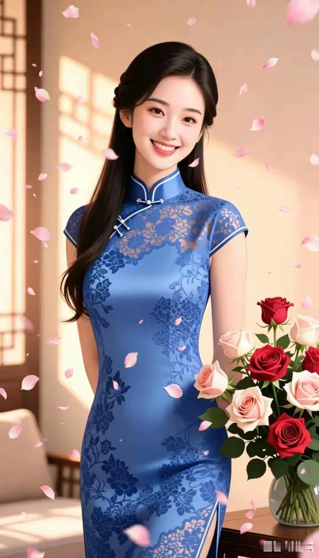 旗袍雅韵，历史悠久。
文化传承，国风古韵。
气质端庄，雍容华贵。