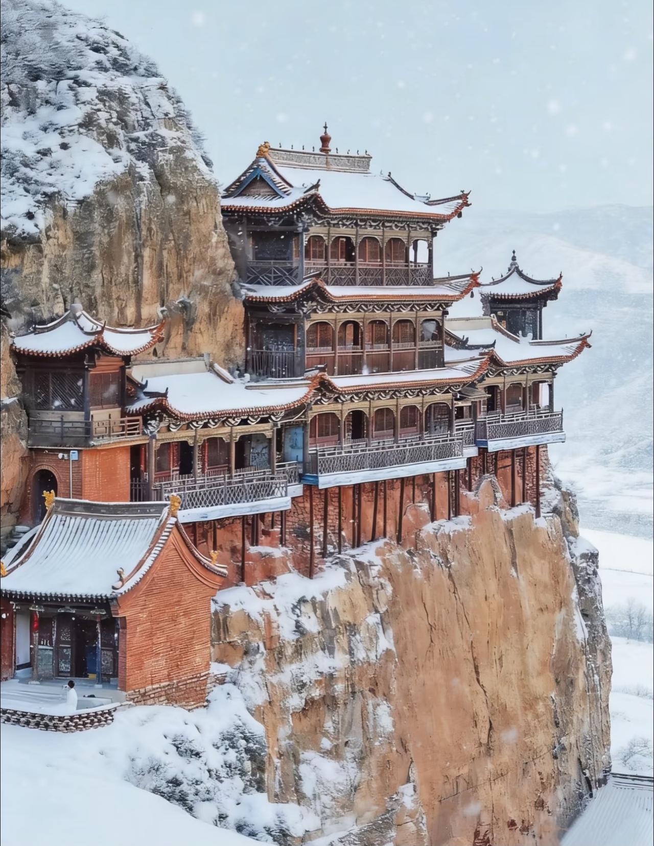 才是中国🇨🇳古建的顶流浪漫❄
如果说故宫的雪，
是提现皇家的恢弘气度，
那么