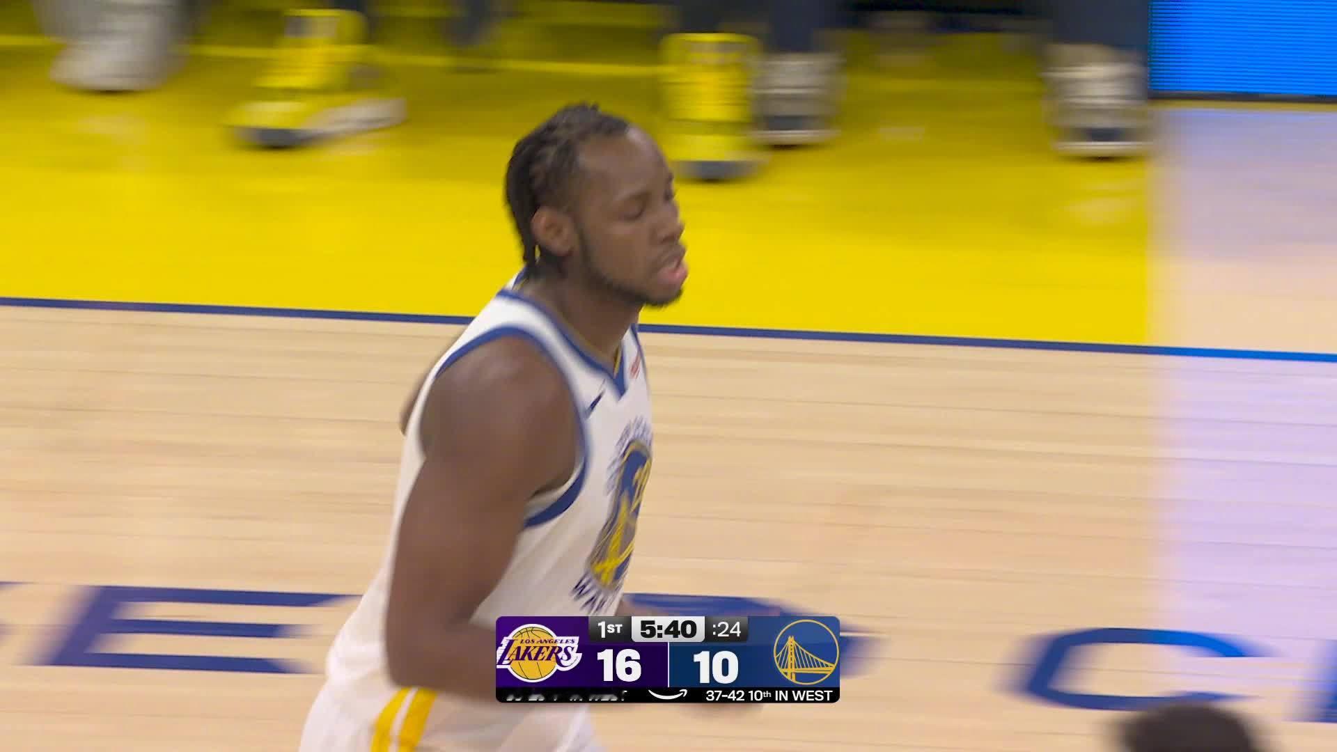 巴锡连抢两次进攻篮板得分！湖人vs勇士