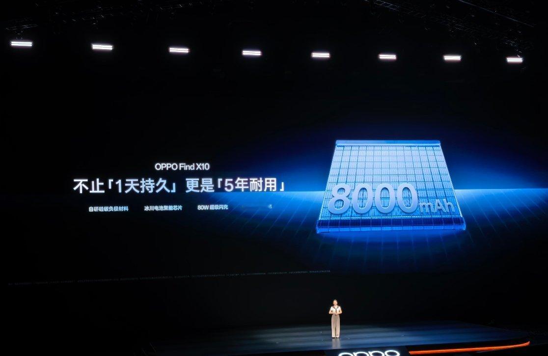 OPPO Find X10采用8000mAh 冰川电池（能量密度 867Wh/L