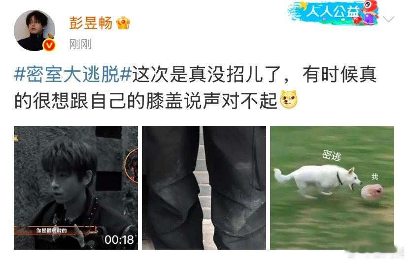 彭昱畅说这次是真没招儿了 彭昱畅很想跟自己的膝盖说声对不起彭昱畅很想跟自己的膝盖