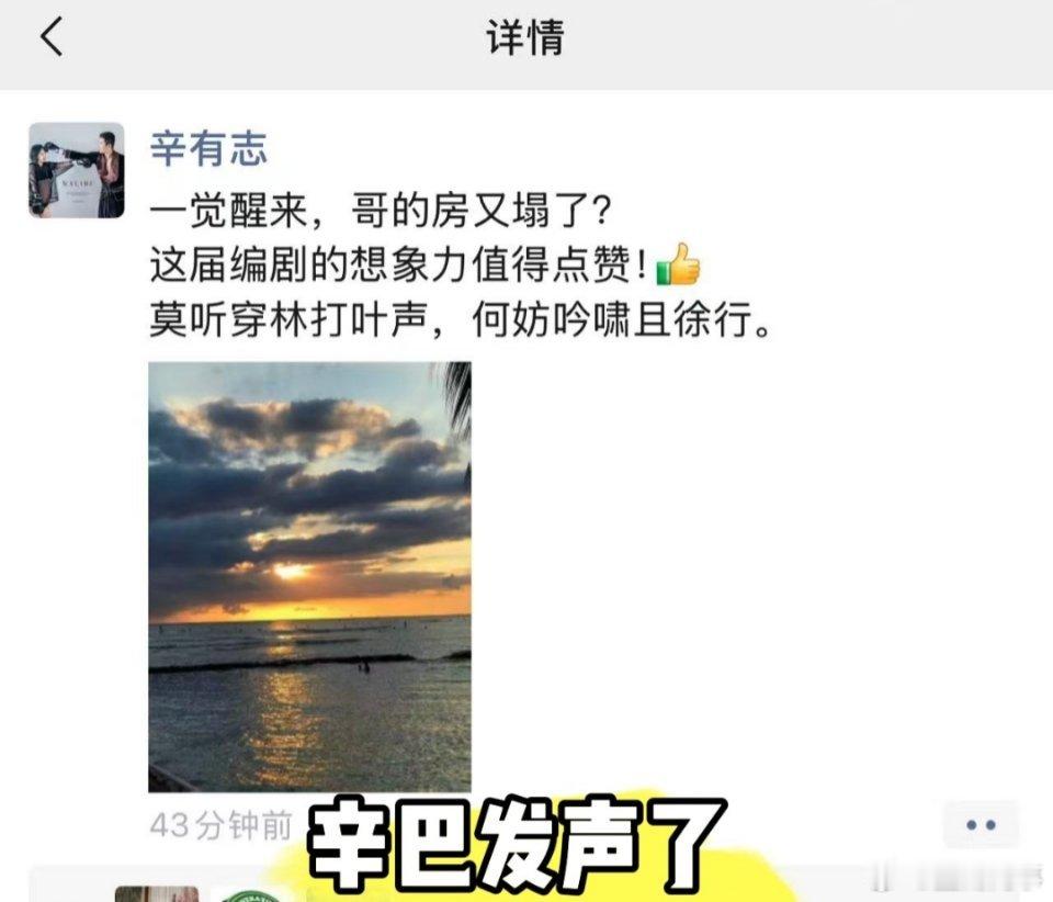 辛巴发声：一觉醒来哥的房又塌了？ ​​​