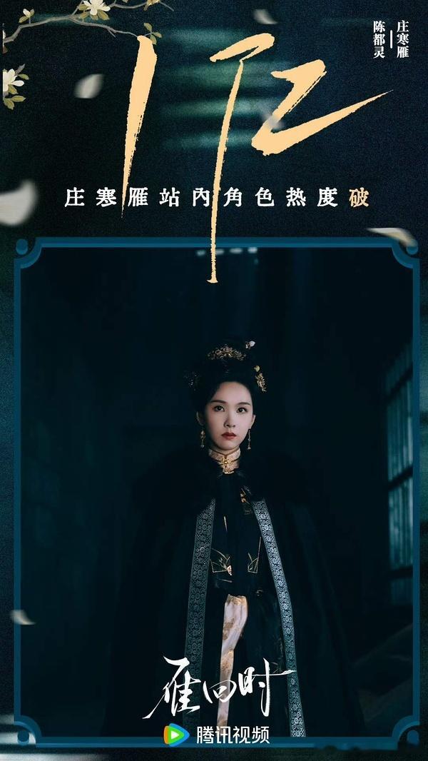 陈都灵的庄寒雁是腾讯有史以来第三位破亿的女角色并登上年榜第一 ​​​