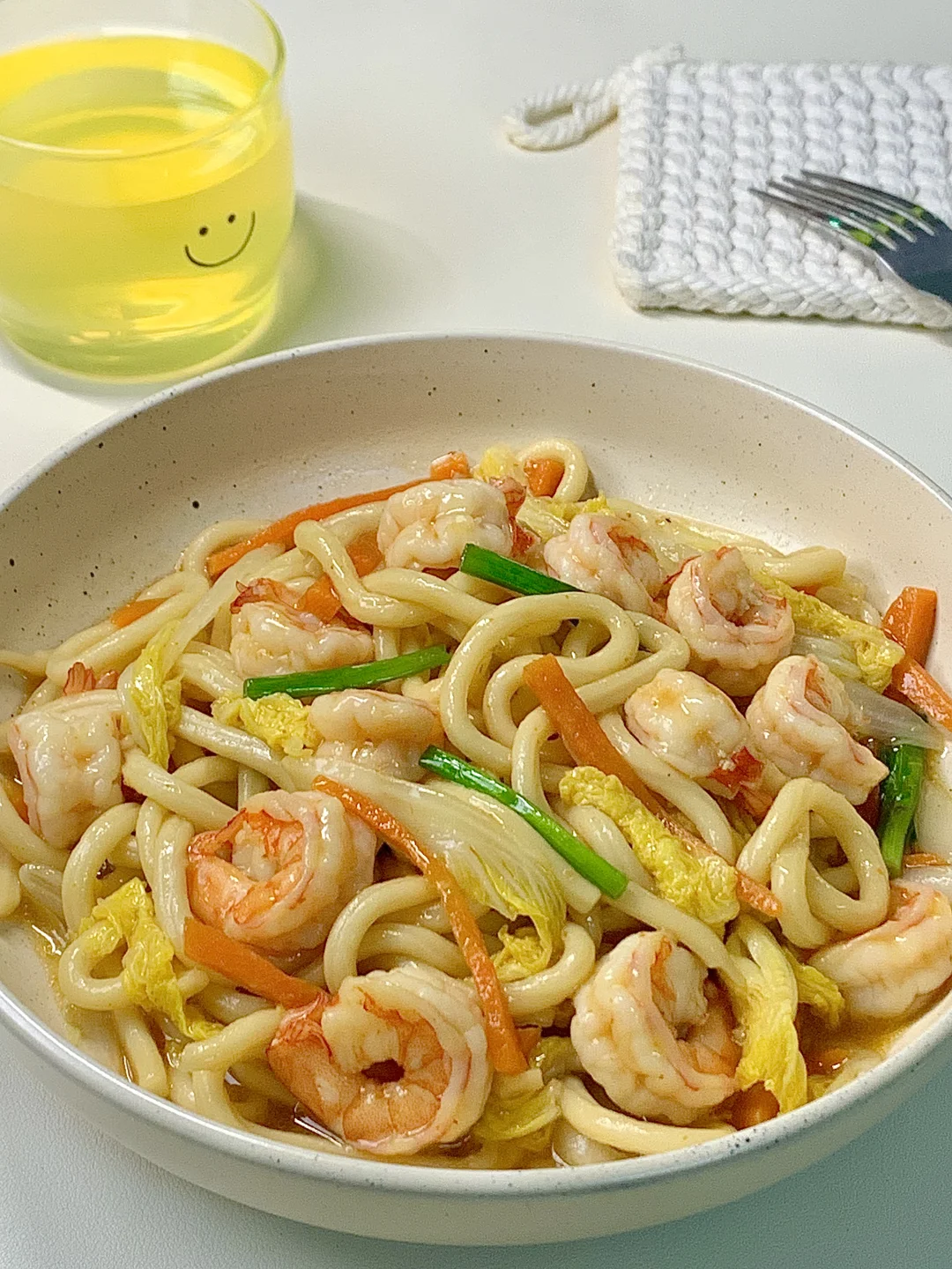 低卡虾仁炒乌冬🍝