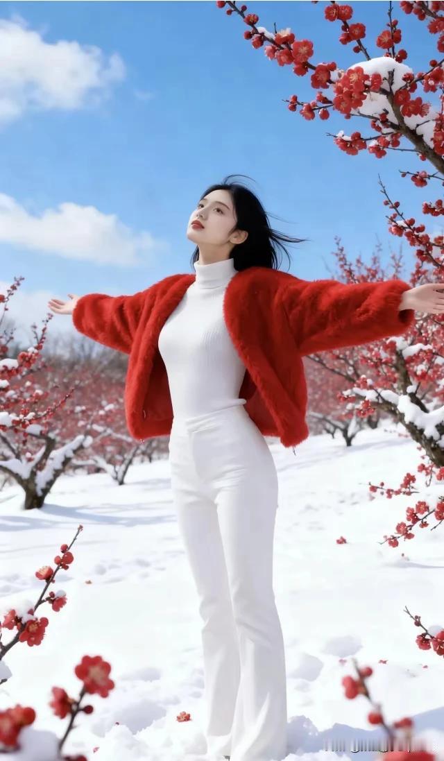 梅是娇娘雪是郎，
天地铺开做洞房。
扯根红线邀月老，
相依相守回家乡。