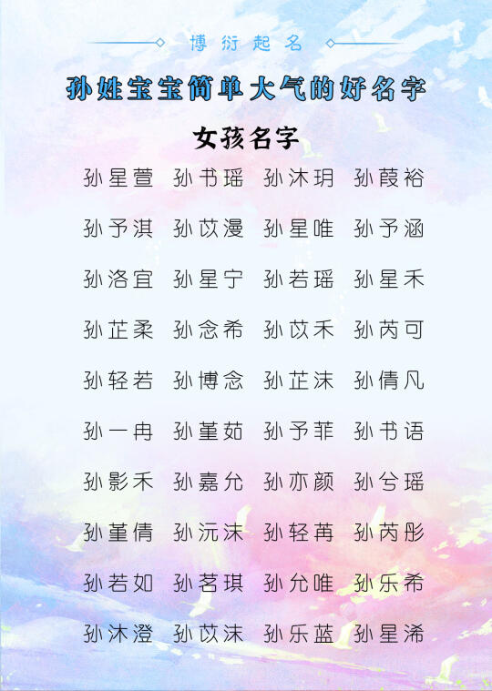 孙姓宝宝简单大气的好名字
