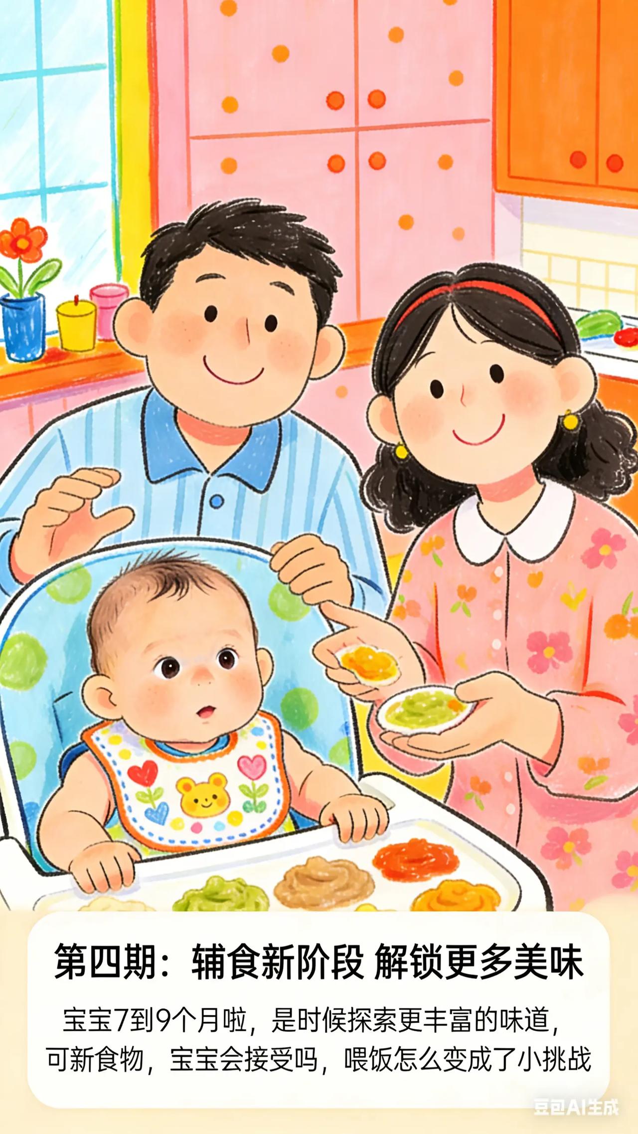 0-3岁喂养与饮食：4.解锁辅食新阶段 。宝宝 7 - 9 个月了，吃了一段时间