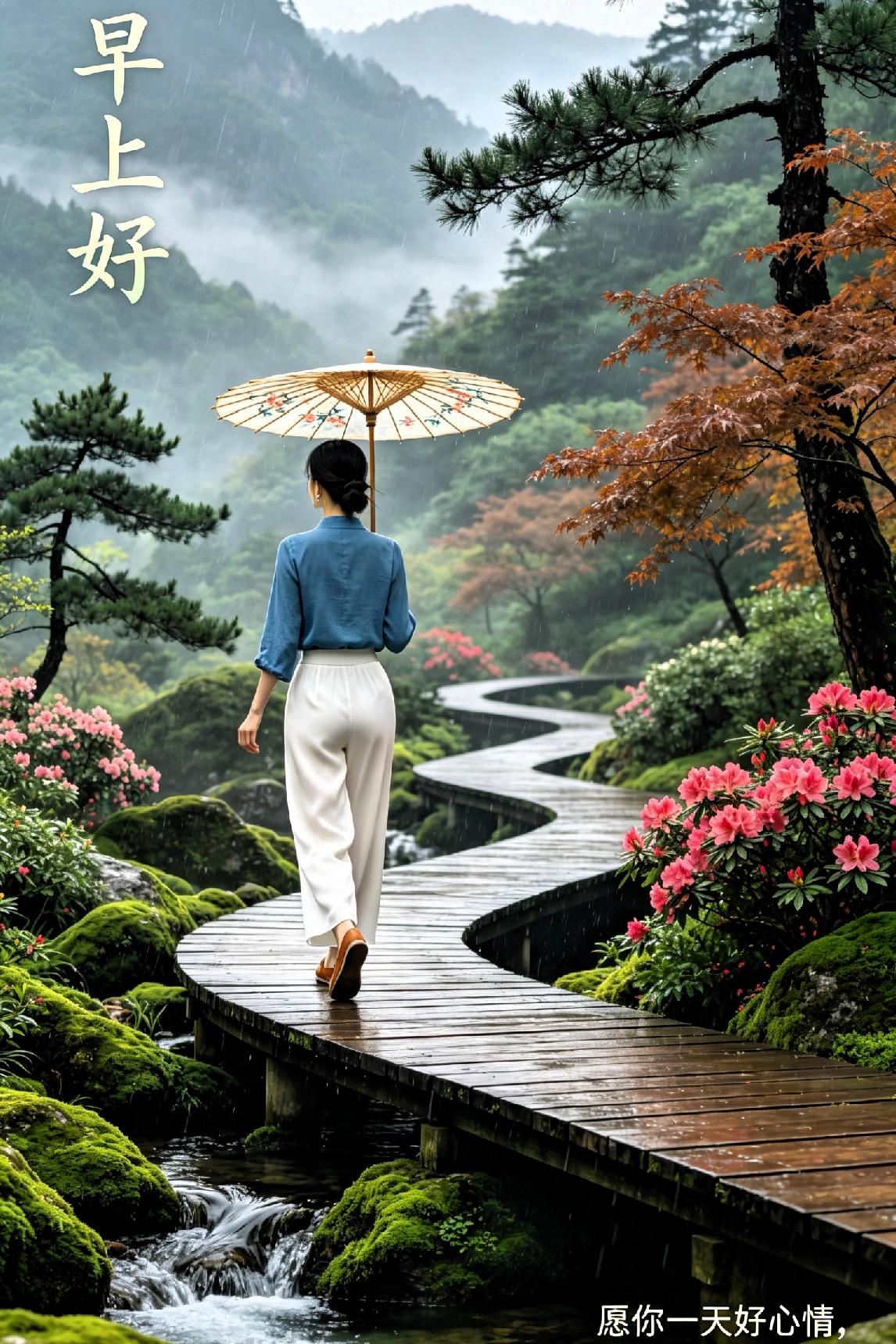 《 青 山 云 雾 》

 
叠嶂层峰入渺茫，轻烟漫卷覆青冈。

千重翠岭藏幽壑