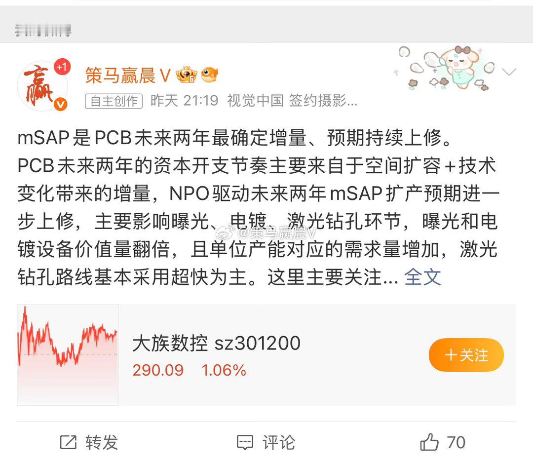 昨天发布的MSAP方向的三个标的。 大族数控，东威科技，三孚新科，都是日内先手微