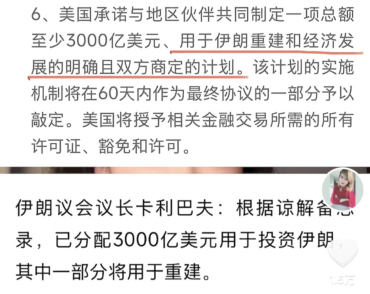 这个不是赔款，是投资基金，这些钱，到不了伊朗政府手里，和赔款是两个性质不同的东西