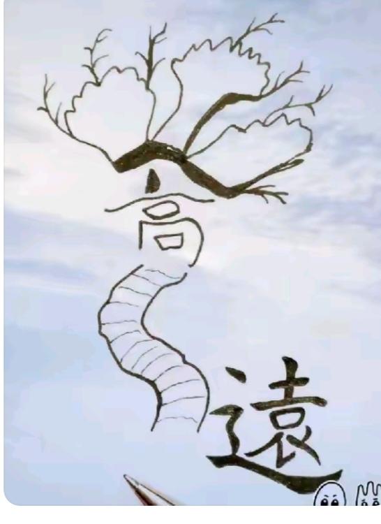 图中隐藏四字成语。你能看出来吗？拭目以待。温馨提示：（谐音猜个字，图中有汉字还有