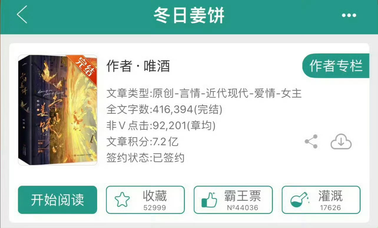 小说推荐：《冬日姜饼》 作者:唯酒简评：咸鱼温吞女主vs温柔体贴男主，久别重逢，
