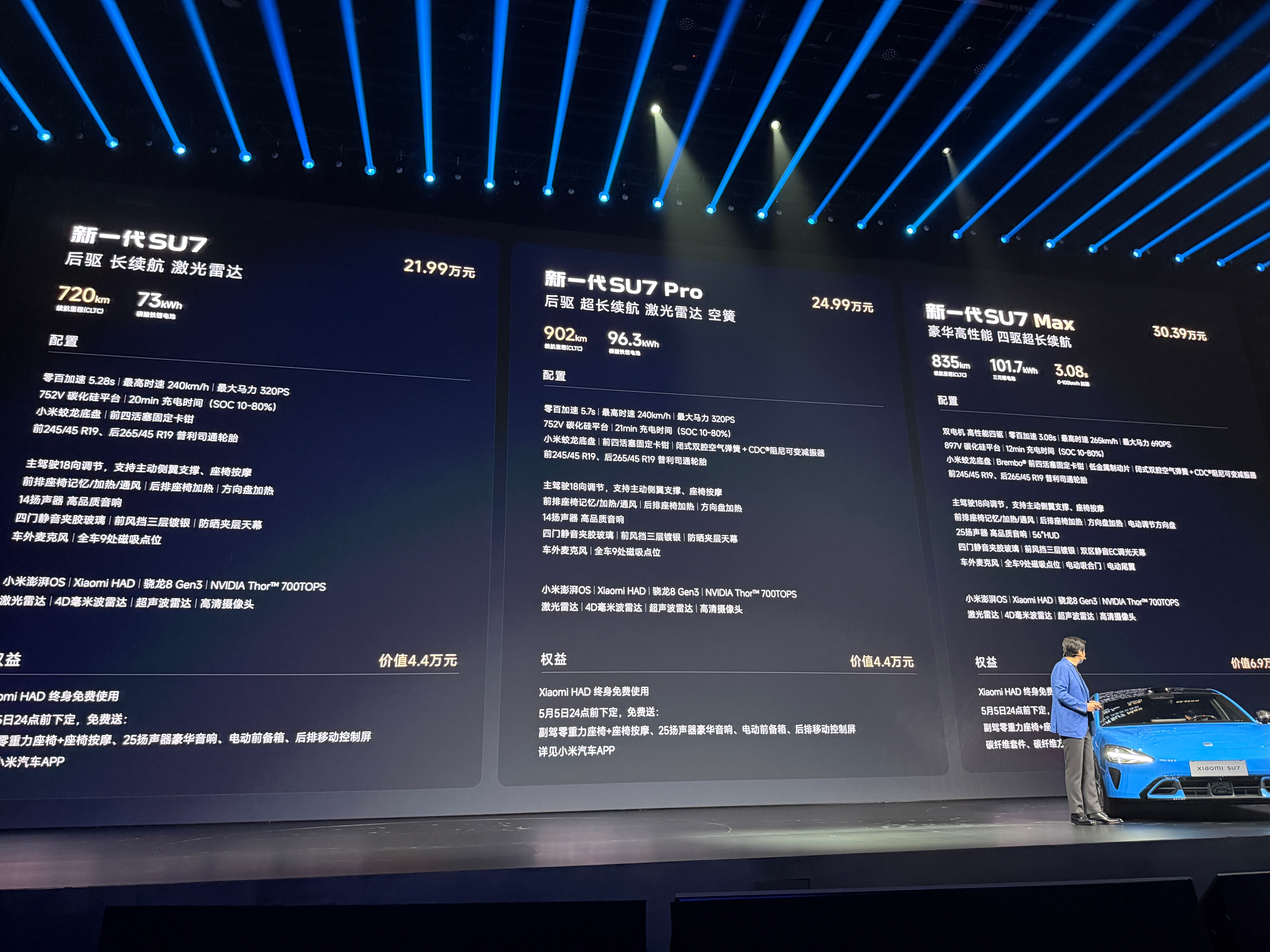 小米新SU7价格小米SU7这次的价格我真觉得挺有性价比标准版：21.99万Pro