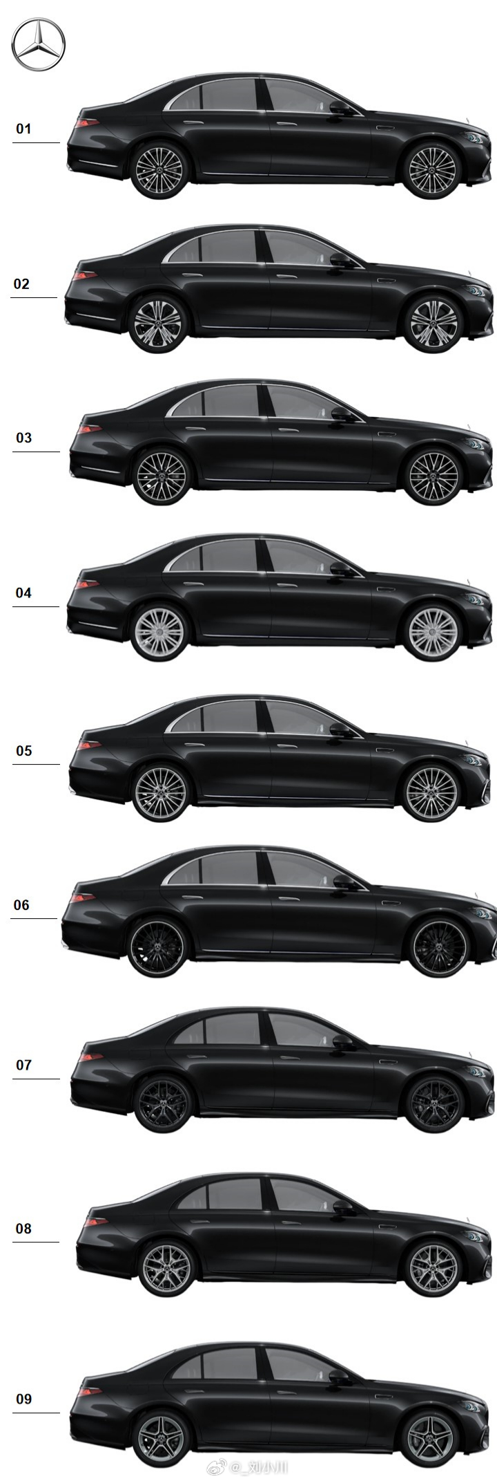 新款奔驰S级轮毂造型 【选轮毂】新款奔驰S级，黑色涂装，大家说配哪双鞋子最好看