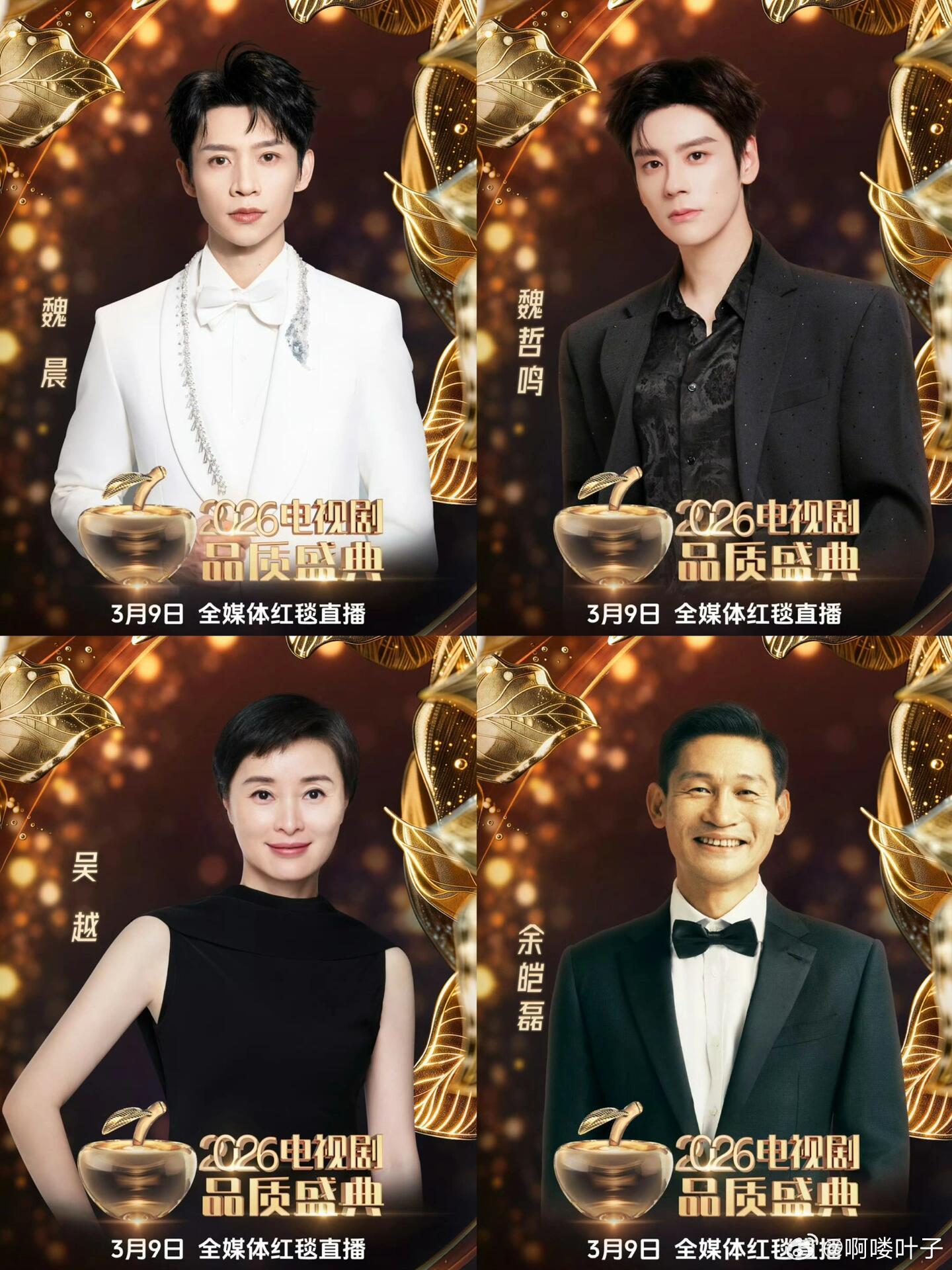 2026电视剧品质盛典第一波阵容1.白敬亭 2.白举纲 3.高鑫 4.胡杏儿5.