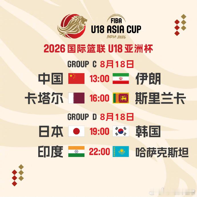 解说预告🎙️｜FIBA U18亚洲杯 小组赛收官战稍后13:00 我将在官方直