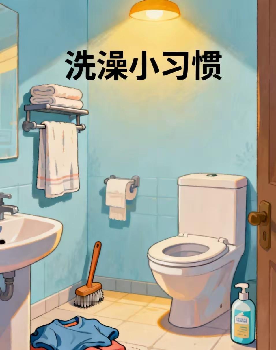 我洗澡的时候，有一个习惯，说出来不怕你们笑话
每次洗澡的时候，我把衣服全部脱光，