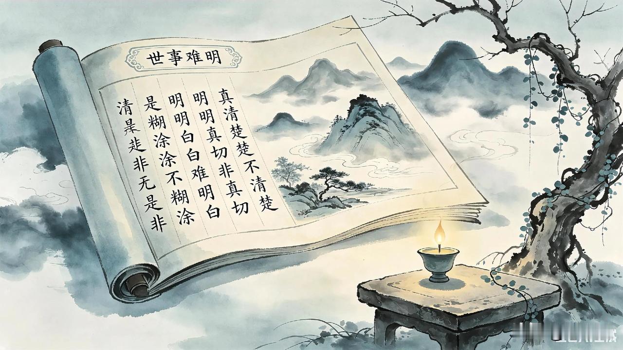 上联:清清楚楚不清楚
下联: 真真切切非真切