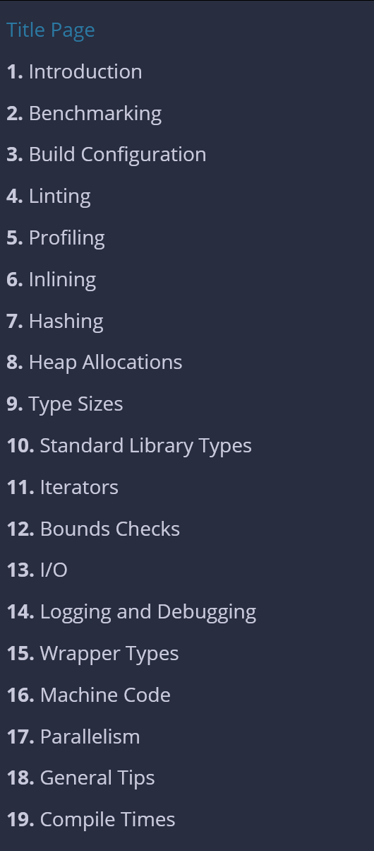 小册子《The Rust Performance Book》nnethercot