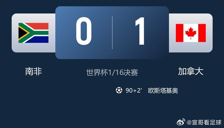 世界杯绝杀16强加拿大1-0南非 战荷兰摩洛哥胜者 欧斯塔基奥92分钟绝杀！  