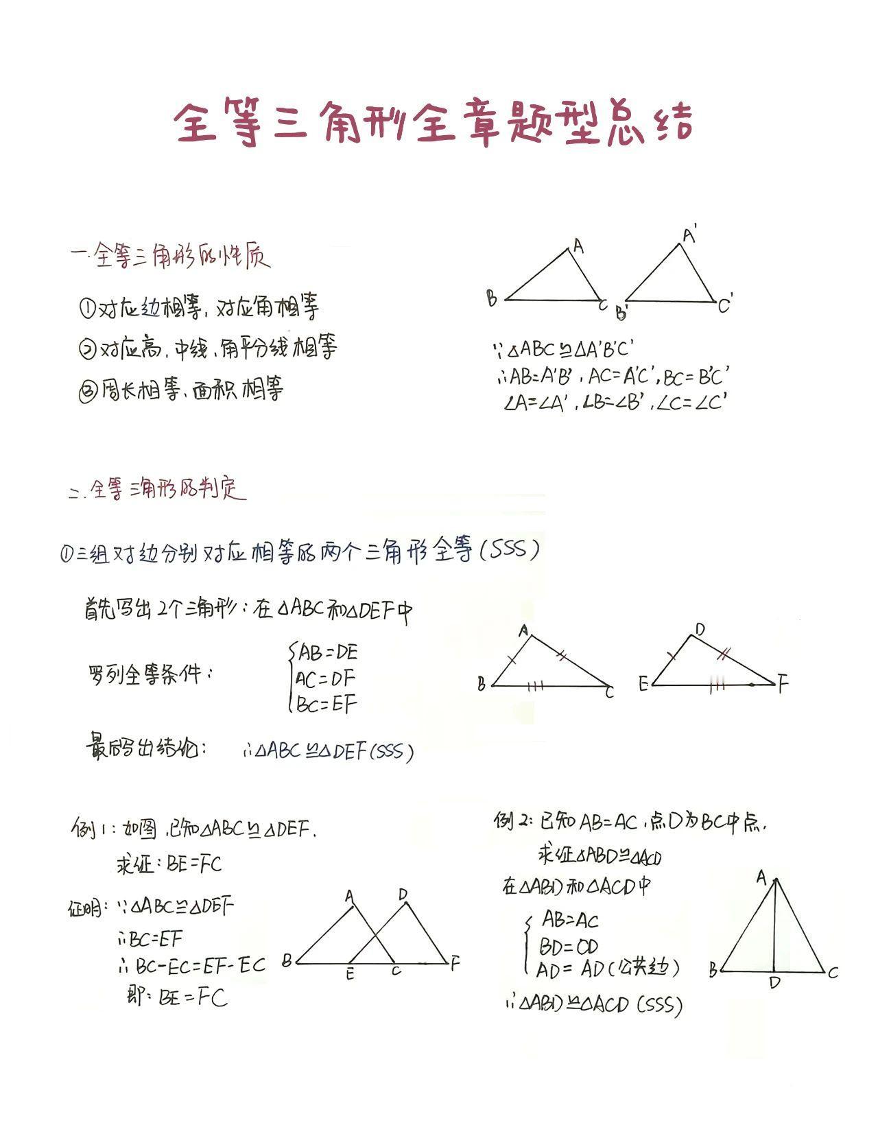 #中考数学#
全等三角形全章题型总结，
学会拿高分！