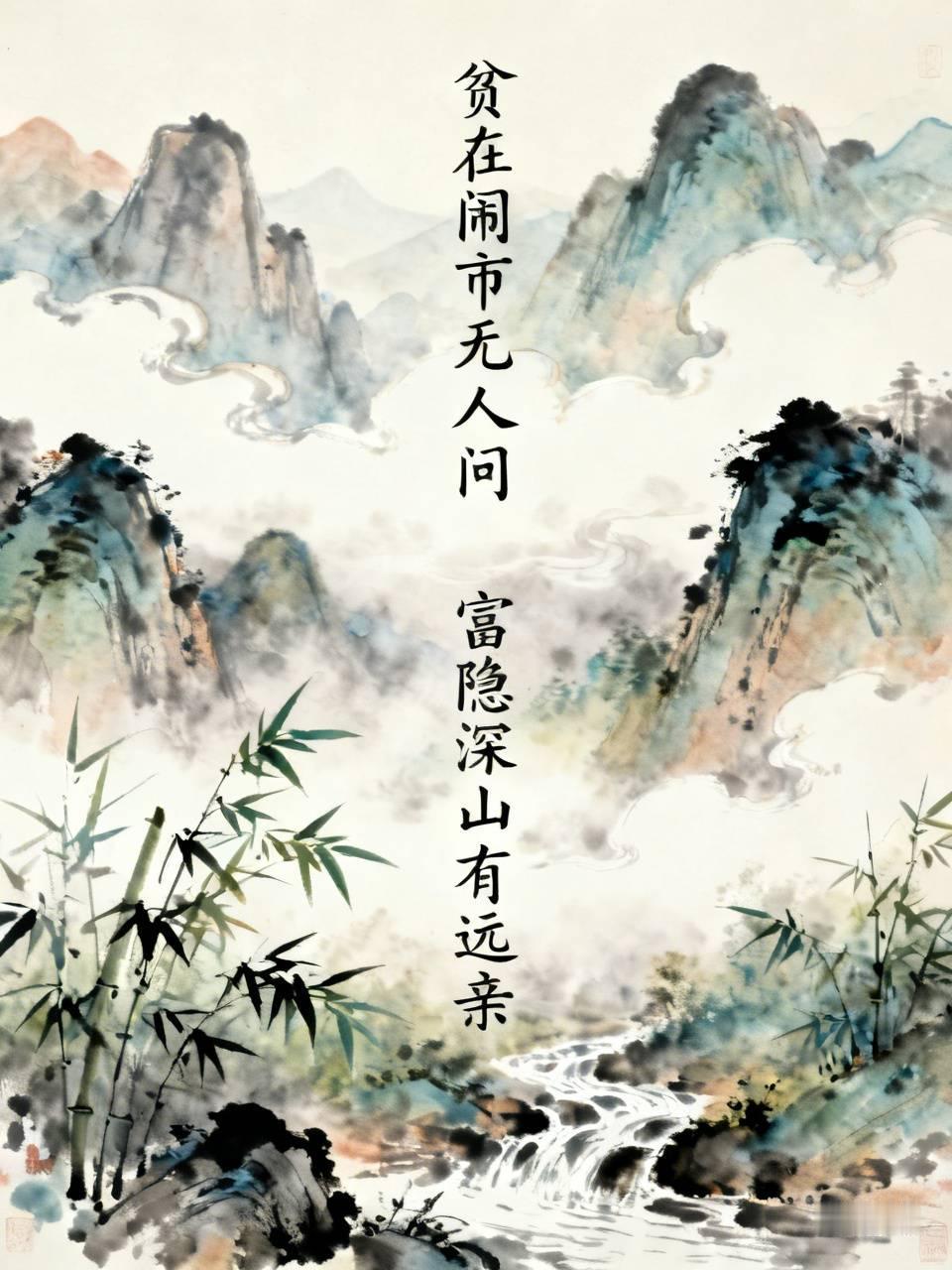 上联：贫在闹市无人问，诚邀下联！下联：富隐深山有远亲。