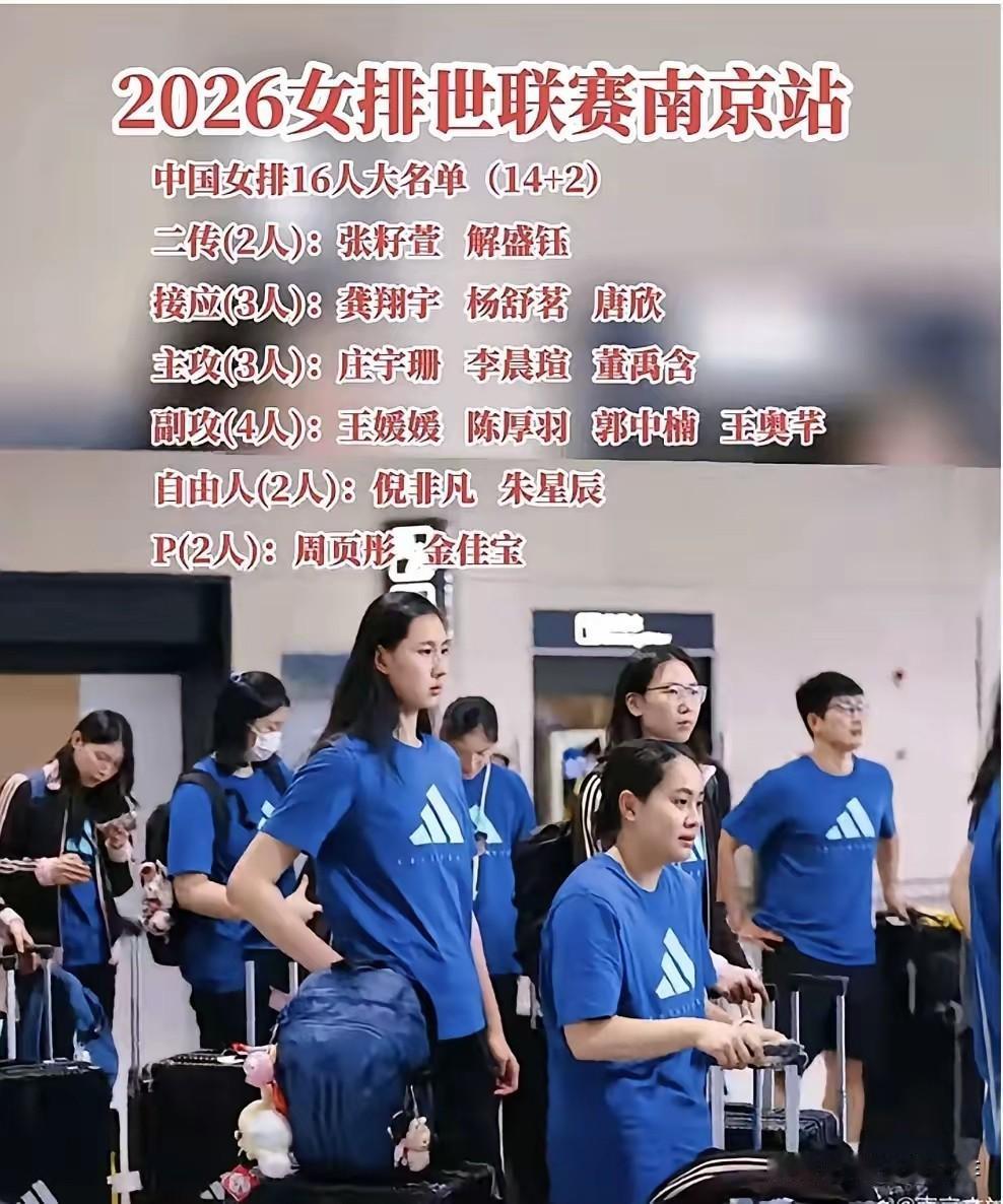 世界女排联赛中国女排十六人名单出炉！
距离世联赛还有三天时间
中国参赛的十六人女
