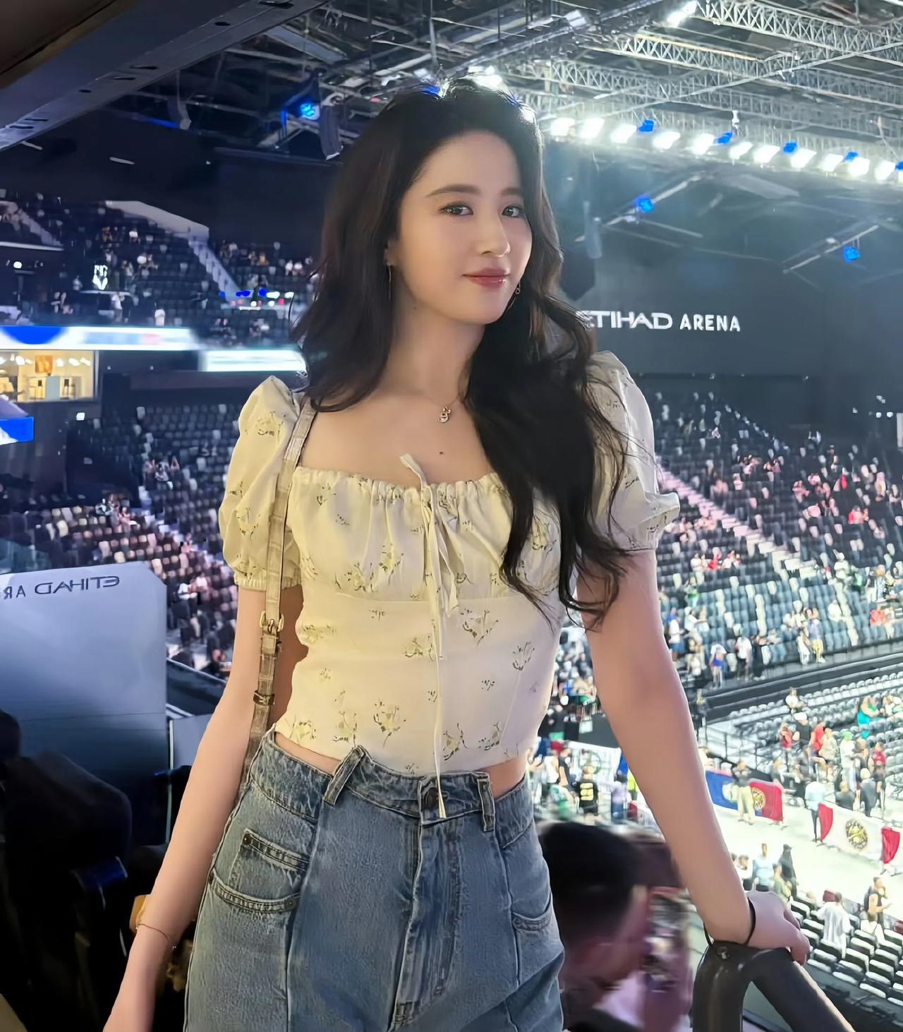 刘亦菲阿布扎比观赛NBA，星光熠熠的篮球之夜

近日，中国著名女演员刘亦菲受邀前