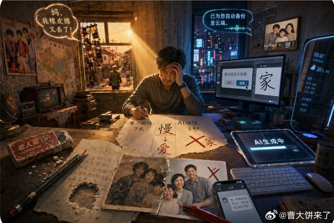 80后真正的从原始社会到AI时代从玩泥巴到AI写诗，80后跨服了。照片修好了，作
