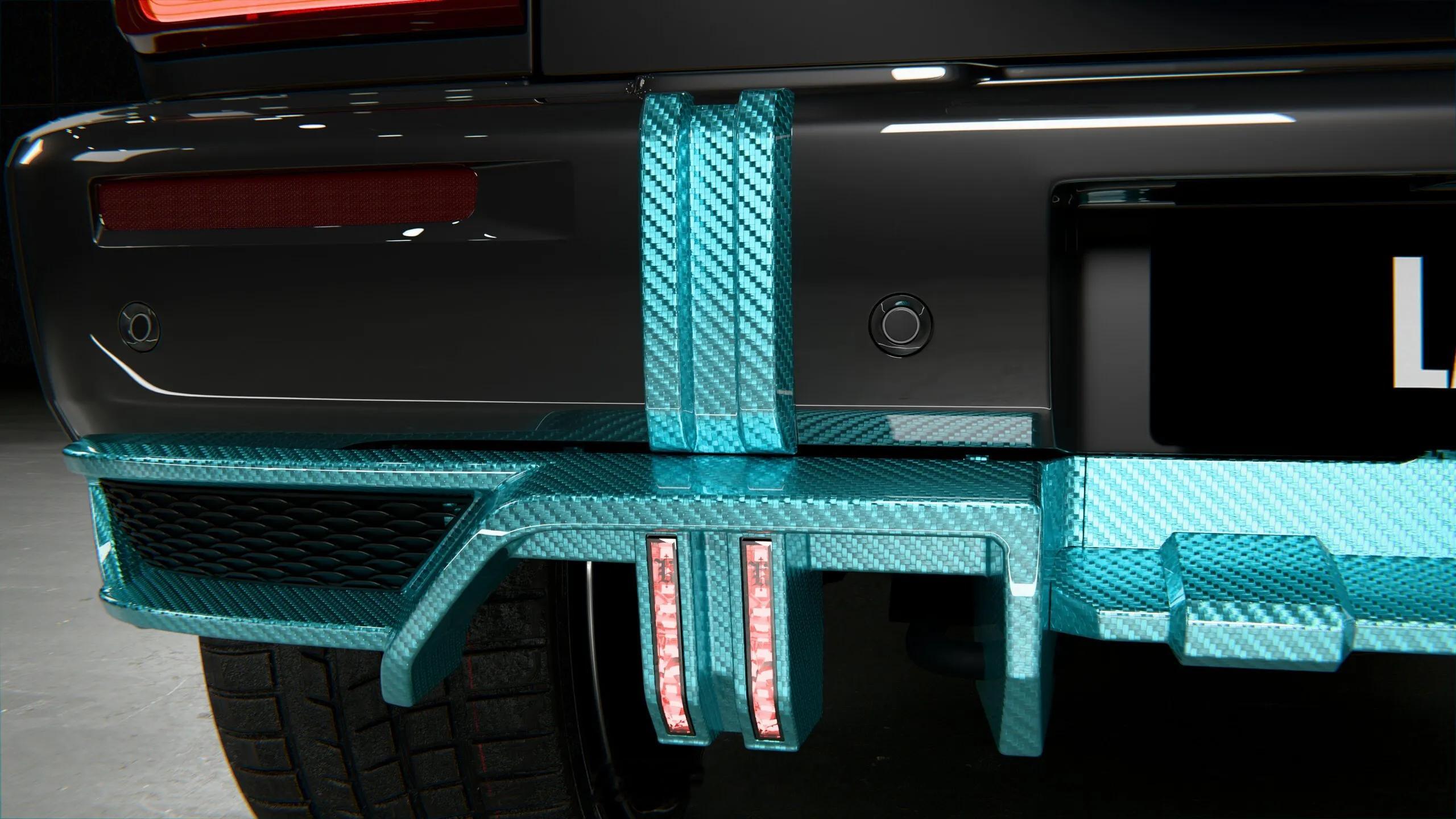 Larte Design出品的G63车身大量使用碳纤维套件涂装是不是有一点梅奔F