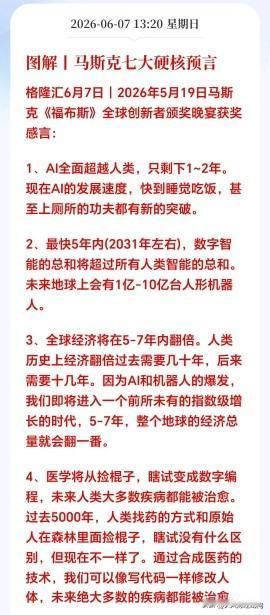 周末突发两大重磅利好！下周AI+存储芯片要变天
 
利好1，马斯克放话：1-2年